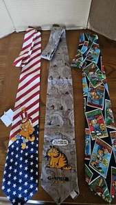 3 Vintage GARFIELD Men's  Neckties Keith Daniels Paws Addiction  RM Style - Picture 1 of 7