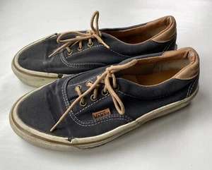 Vintage Vans Shoes 80s 90s Classic Era Low Navy Canvas Cracked Mens 5 Womens 6.5 - Picture 1 of 9