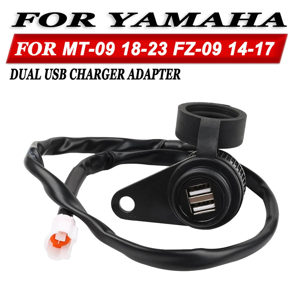 Dual USB Charger Plug Socket Adapter For YAMAHA MT-09 2018-2023 FZ-09 2017-2017 Foto 1 de 4