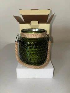 Cracker Barrel Exclusive Glass Lantern Green Gold With LED Lights New NIB Rare - Picture 1 of 6