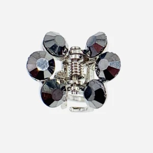 USA Small Metal Vintage Hair Claw Jaw Clip Rhinestone Crystal Hairpin Gray S16 - Picture 1 of 3