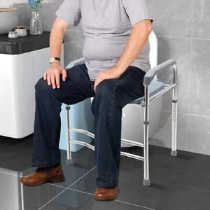 Elevador de asiento de inodoro elevado de 25,2-29,13 pulgadas con brazos para baño de ancianos discapacitados EE. UU. - Imagen 1 de 10