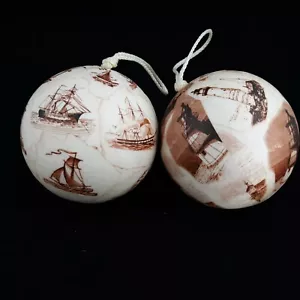 Lighthouse Ships Nautical Sepia 12" Christmas Ball Sphere Ornaments Light-Weight - Picture 1 of 2