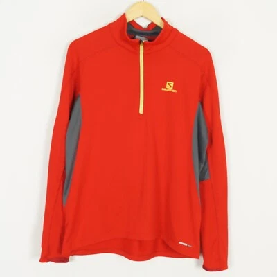 SALOMON Men Jumper Size L Pullover Orange 1/4 Zip High Neck Polyester Activewear - Imagem 1 de 4