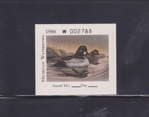 State Hunting/Fishing Revenues - MI - 1986 Duck Stamp MI-11 ($3.75) - MNH - Picture 1 of 1