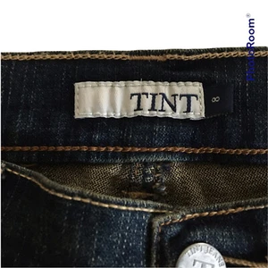 Sz.8 TINT Womens Capri Cuffed Jean Pants Stretch Bling On Leg edge Accent Blue - Picture 1 of 7