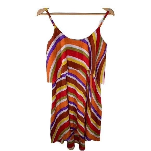 Judith March Dress Womens Sleeveless Mini Sundress Size Small Orange Red Striped - Image 1 of 4