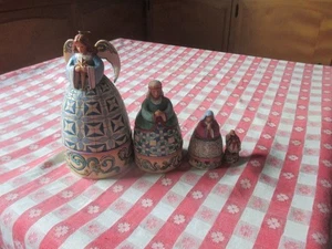 JIM SHORE HEARTWOOD CREEK NESTING NATIVITY SET OF 4 CHRISTMAS 2011 - Picture 1 of 7