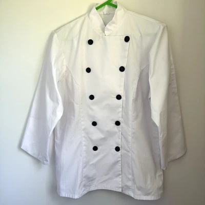 Womens sz 10 Medium Chef Coat White  Long Sleeve Button Front - Image 1 of 4