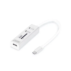 DIGITUS USB Type-C OTG 3-Port Hub + Kartenleser USB2.0. SD MicroSD Port Weiß - Bild 1 von 6