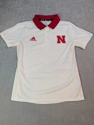 Рубашка поло для гольфа мужская Nebraska Cornhuskers Adidas Climalite средний размер выпущена игроком  - Изображение 1 из 4