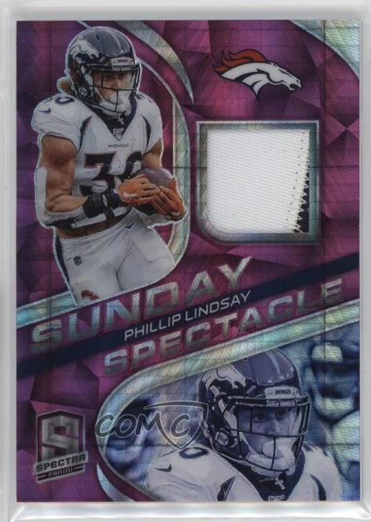 2020 Panini Spectra Sunday Spectacle Relics Neon Pink Prizm /25 Phillip Lindsay - Image 1 of 2