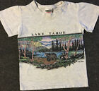 Vtg 90S Kids Lake Tahoe Faded Shirt S Aop Bear Nature Animal Art Biker Grunge 80