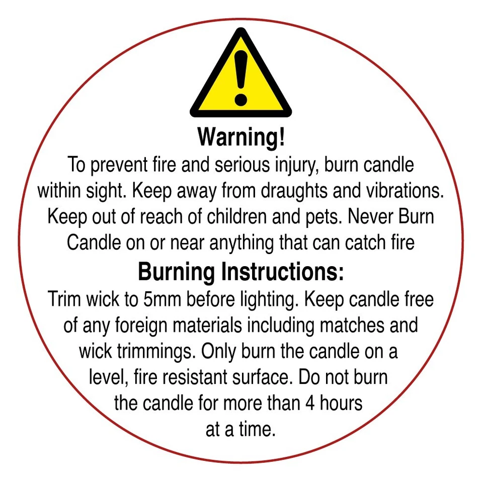 Candle Warning Labels  50mm Diameter  x 150 - Image 1 of 1