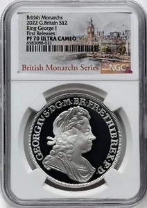 2022 Great Britain £2 King GEORGE I NGC PF70 Ultra Cameo 1 oz Silver Coin - Picture 1 of 2