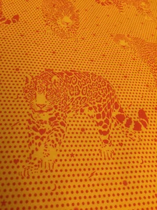 NEW! TULA PINK DAYDREAMER LIL JAGUAR IN PAPAYA ORANGE WILD CAT FABRIC 1/2 YARD - Picture 1 of 10