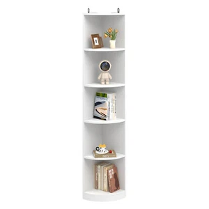 5 Tier Corner Bookshelf Wooden Bookcase Rack Display Storage Freestanding Home - Picture 1 of 19