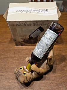 Nass deine Schnurrhaare trinkend braun gestreift Kätzchen Katze Weinflaschenhalter Figur - Bild 1 von 3