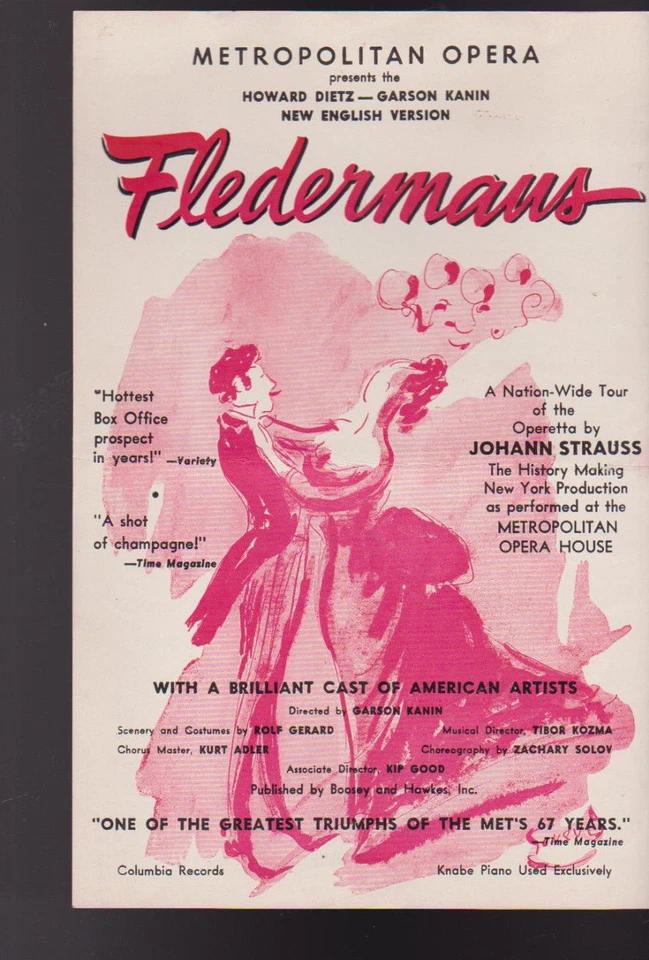 Fledermaus Metropolitan Opera Ad Bill Eastman Theatre Rochester NY - Image 1 of 1