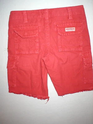 New Boys NWT $98 True Religion Brand Jeans 10 Cargo Shorts Red Girls Raw Edge - Image 1 of 4