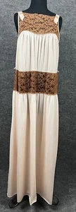 Vintage Munsingwear Slip Lace Dress Womens Size 34 Pink Brown Coquette Fairy - Picture 1 of 19