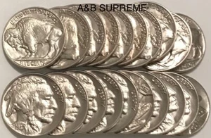 Roll (20) Indian Buffalo Nickels Choice-Gem Bu Uncirculated Estate Find - Picture 1 of 4