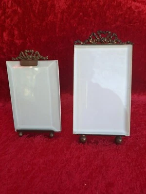 2 hermosos marcos/marcos de fotos antiguos, vidrio cortado en metal, Art Nouveau Foto 1 de 4