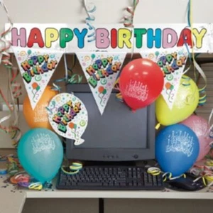 Birthday Decorating Kit Cubicle Office Decor Banner Balloons Party - Picture 1 of 1