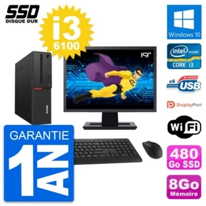 PC LENOVO M700 SFF Bildschirm 19 " Intel i3-6100 RAM 8Go SSD 480Go Windows 10 - Bild 1 von 8