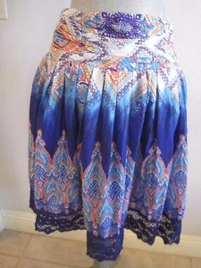 "NUEVA CON ETIQUETAS BIOGRAFÍA" Falda Mediana ""Diamante Azul"" Borde de Crochet Cintura Elástica - Imagen 1 de 12