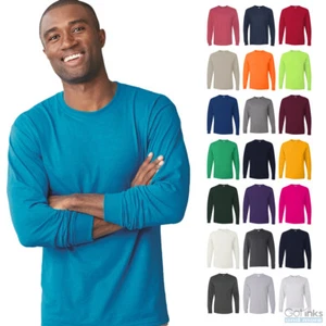 Jerzees Mens Dri-Power Active Long Sleeve Tee 50/50 Plain Basic T-Shirt 29LSR - Picture 1 of 30