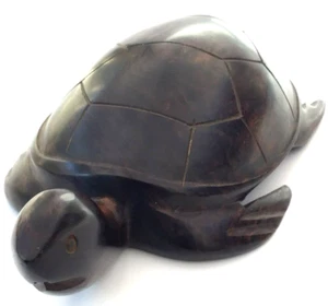 Vtg Sea Turtle Marine Reptile Hand Carved Ironwood Ocean Beach Decor - Picture 1 of 9