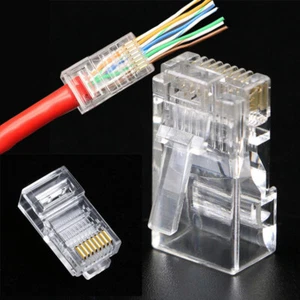 CAT6 Plug 50 Pcs 8P8C Connector End Pass Through Network RJ45 EZ Cable Modular - Picture 1 of 8
