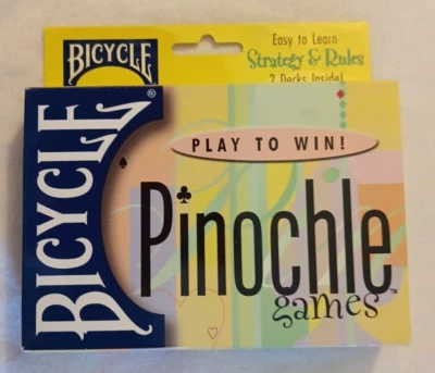 Bicycle Pinochle Games Play To Win! Easy to Learn Strategy & Rules 2 Decks, Open - Image 1 of 4