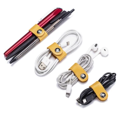 4 stücke Kopfhörer Kabelbänder Lederhalter Organizer Management Wire Krawatten - Bild 1 von 4