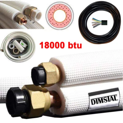DIMSTAL 18000 btu 5kW 3m/4m/5m Kupferleitung Kältemittelleitung Klimaanlage 1/4"+1/2"