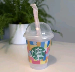 Starbucks Dome Lid Plastic Cold Cup With Sealed Straw! Geometric 16oz 2022 - Bild 1 von 12