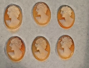 Carved Antique Vintage  Oval Shell Cameo Stone Facing Left 18 mm x 13.5 mm AA51 - Picture 1 of 2