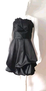 VESTIDO EX CHAINSTORE NEGRO SATINADO SIN TIRANTES DOBLADILLO BURBUJA 35 pulgadas Busto - Imagen 1 de 8