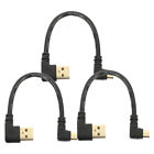  3 Pcs Gold Plated Zinc Alloy Micro USB Cable Cables Right Angle