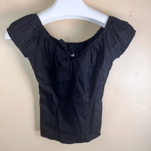 Collectif London Womens Black Cropped Shirt Size XS Streetwear Cottagecore - Picture 1 of 3