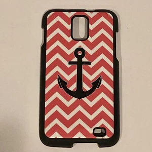 Samsung Galaxy S5 Phone Case with Anchor and Chevron, Black White Pink - Picture 1 of 5