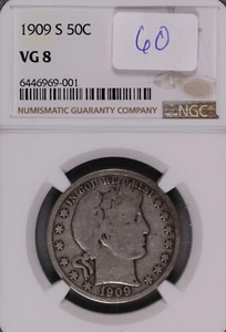 1909-S Barber Silver Half Dollar NGC VG-8 #9-001 - Picture 1 of 2