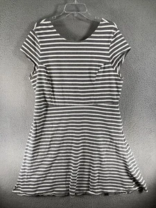 Old Navy Dress Women's XXL Gray White Stripe Cap Sleeve Cotton Blend Stretch - Picture 1 of 10