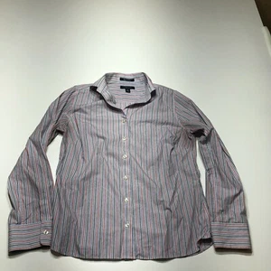 Lands End Petite Shirt Womens Size 4P Wrinkle Free Broadcloth Button Down Stripe - Picture 1 of 12