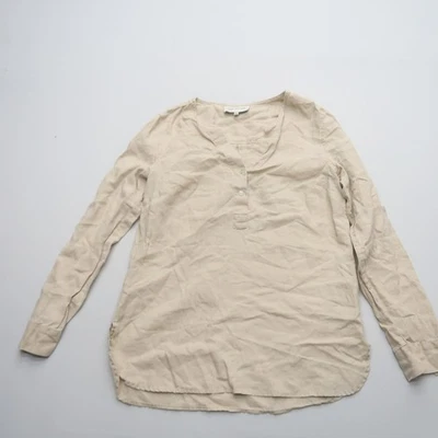 Jones New York 100% Linen Blouse Size Small Beige Popover Long Sleeve Neutrals - Image 1 of 4