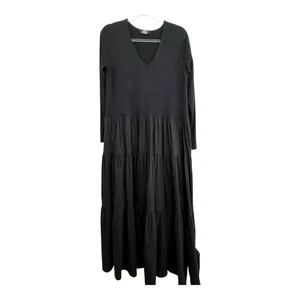 Mela Purdie Size 10 S (6 US) Black Long Sleeve Tiered Maxi Dress Aus Designer - Picture 1 of 24