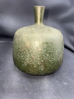 Jarrón japonés vintage bronce oro verde pátina moteada escultural mediados de siglo Foto 1 de 4