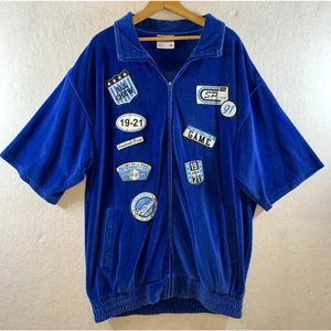 VTG Southpole Velour Tracksuit Zip Jacket Sz XL Blue Patches Streetwear Hip Hop - Picture 1 of 18