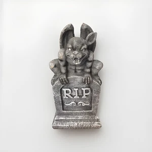 Halloween Decor Prop 14.5” 2013 Ceramic One Eared Gargoyle Monster RIP Tombstone - Picture 1 of 8